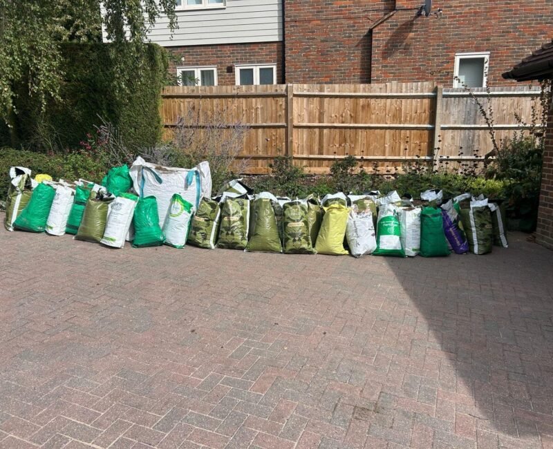 Garden waste cleared and bagged for removal